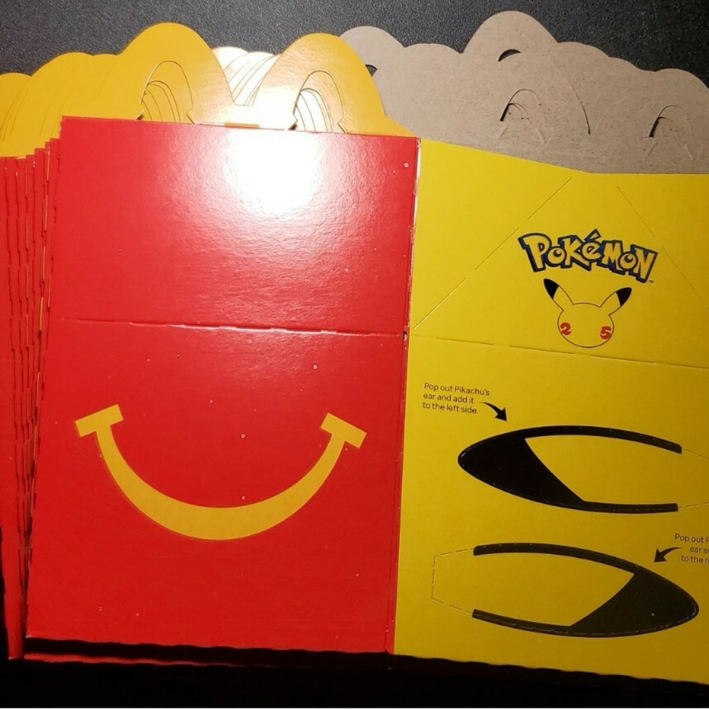 Unfolded Happy Meal Pikachu Boxes (2021 Pokemon McDonald's Promo)